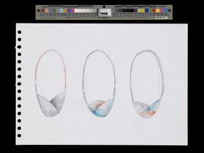 Sketchbook page showing concept sketches for Transition necklace, 2017