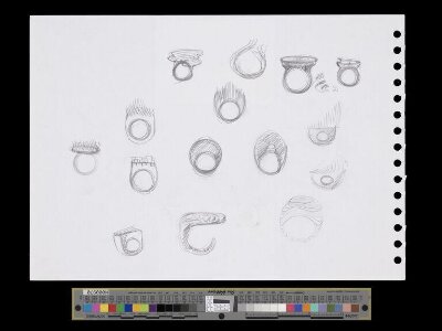 Sketchbook page showing concept sketches for <i>Transition</i> necklace, 2017-2019