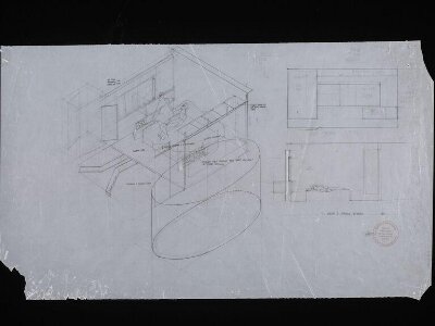 Design for second bedroom, House 3, Walmer Yard, 235-239 Walmer Road, London, 2007: axonometric and two sections by Peter Salter